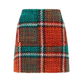 La DoubleJ + Checked Wool-Blend Tweed Mini Skirt