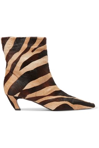 Khaite + Zebra-Print Calf Hair Ankle Boots