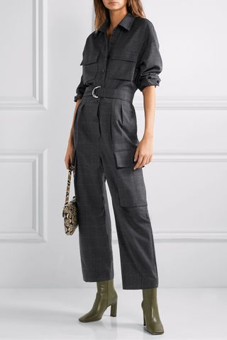 Frankie Shop + Linda Belted Checked Woven Jumpsuit