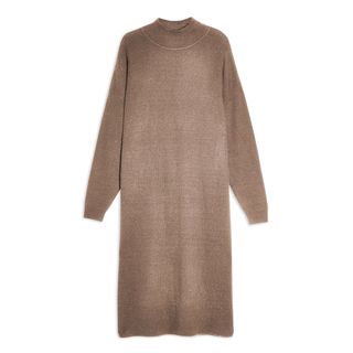 Topshop + Mink Knitted Longline Dress With Wool