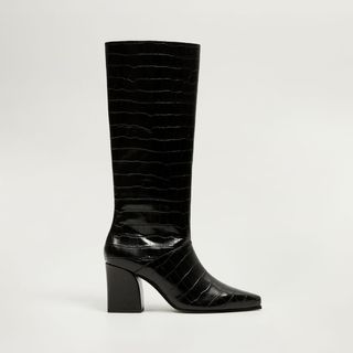 Mango + Croc-Effect Boots