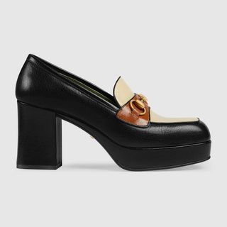 Gucci + Leather Platform Loafers with Horsebit