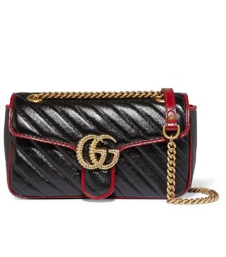 Gucci + GG Marmont Small Quilted Textured-Leather Shoulder Bag