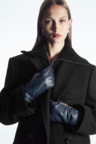 COS + Cashmere-Lined Colour-Block Leather Gloves