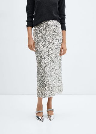 Mango + Sequin Midi Skirt