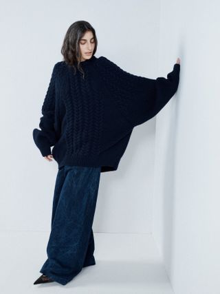 Raey + Oversized Contrast-Panel Wool-Blend Sweater