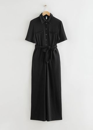 & Other Stories + Belted Short Sleeve Jumpsuit