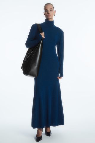 COS + Power-Shoulder Merino Wool Maxi Dress