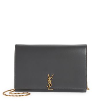 Saint Laurent + Glossy Leather Wallet on a Chain