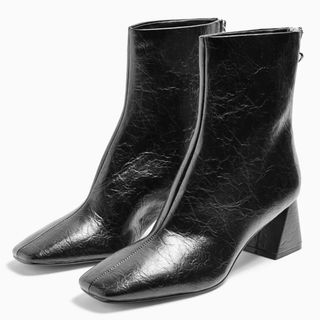 Topshop + Breeze Black Square Toe Boots