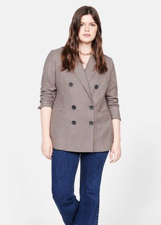 Mango + Houndstooth Wool-Blend Blazer