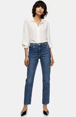 Topshop + Mid-Blue Raw-He Jeans