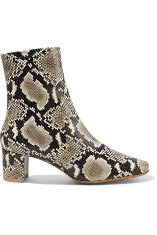 By Far + Sofia Snake-Effect Leather Ankle Boots