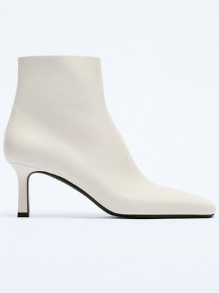 Zara + MID-HEEL Leather Ankle Boots