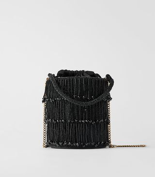 Zara + Crossbody Bucket Bag With Fringing