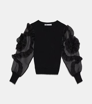 Zara + Organza Sleeve Sweater