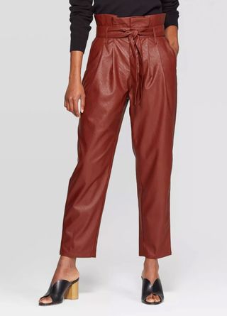 Who What Wear + Mid-Rise Straight-Leg Paperbag Pants