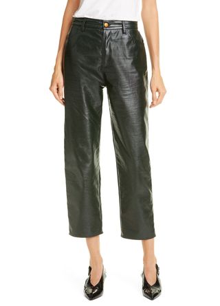 Rodebjer + Esztia Waxed Crop Faux-Leather Pants