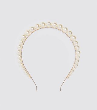 Zara + Metal Headband With Pearls