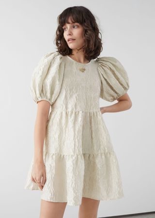 & Other Stories + Puff Sleeve Jacquard Mini Dress