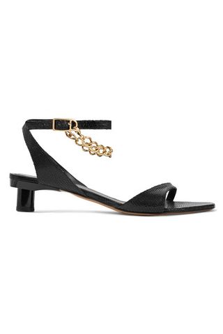 Tibi + Nathan Chain-Embellished Snake-Effect Leather Sandals