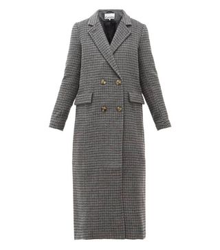 Ganni + Checked Wool-Blend Longline Coat