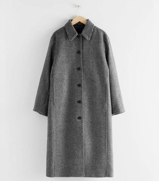 
Other Stories + Houndstooth Wool Blend Long Coat