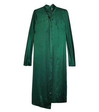 Topshop + Green Silk Twist Dress