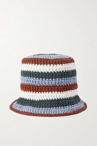 Khaite + Kam Striped Crocheted Cashmere Bucket Hat