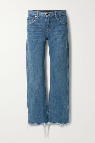 Khaite + Kerrie Frayed Mid-Rise Straight-Leg Jeans