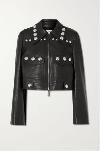Khaite + Lyle Cropped Studded Leather Jacket