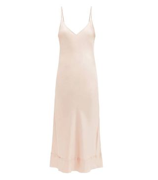 Lee Mathews + Stella Raw-Edged Silk-Satin Slip Dress