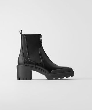 Zara + Heeled Lug Sole Ankle Boots with Zip
