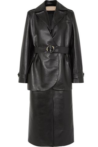 Matériel + Belted Layered Faux Leather Trench Coat