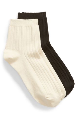 Madewell + 2-Pack Ribbed Heather Ankle Socks