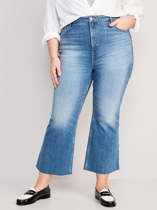 Old Navy + Higher High-Waisted Cropped Cut-Off Flare Jeans