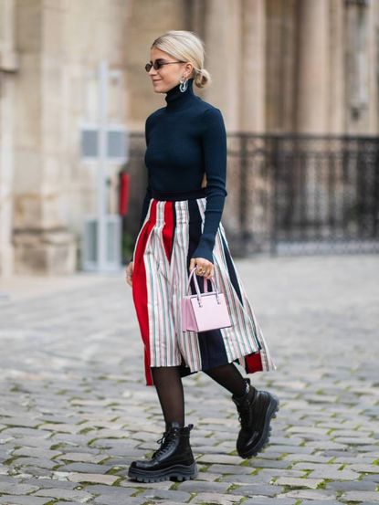 Ankle Boots With Skirts and Tights Is Winter Perfection | Who What Wear