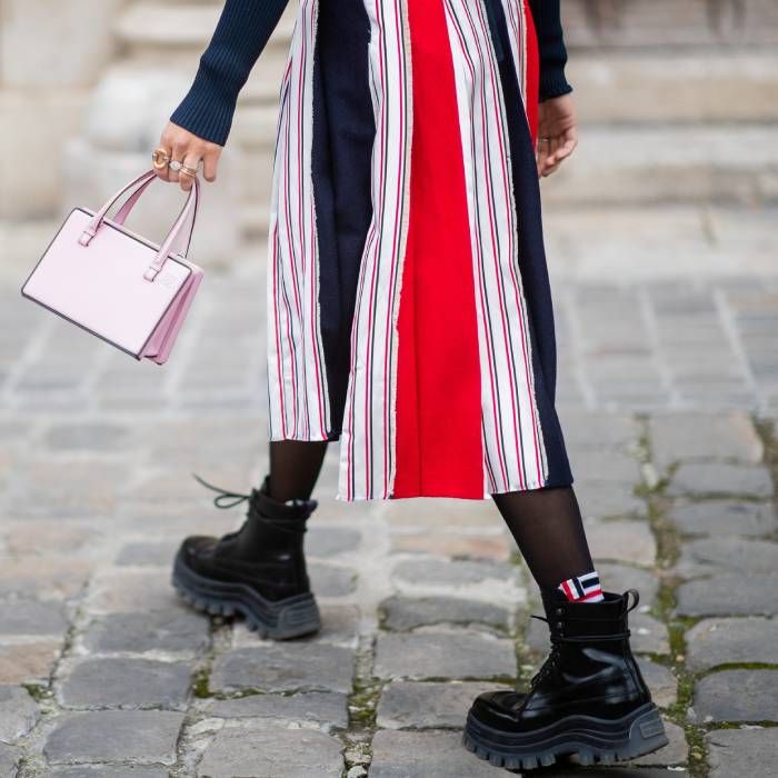 winter dress with ankle boots and tights Warm, comfortable, polished., A black and is one of my go-to combinations., If you ever feel stuck getting dressed in cold weather, start with a neutral base and Tights What To Wear With