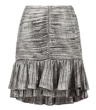 Jonathan Simkhai + Ruffled Plissé-Lamé Mini Skirt