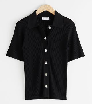 & Other Stories + Fitted Button Up Ribbed Shirt