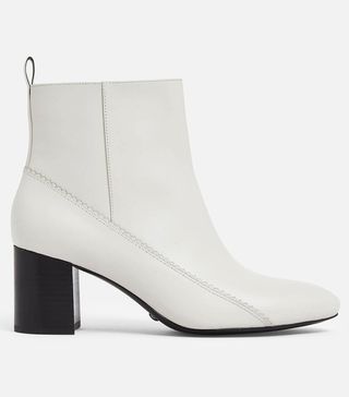 Charles & Keith + Zip Zag Detail Zip Up Leather Ankle Boots