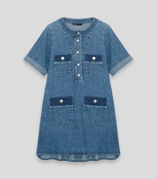 Maje + Short Denim Dress With Short Sleeves