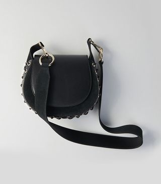 Maje + Laceup Leather and Suede Handbag