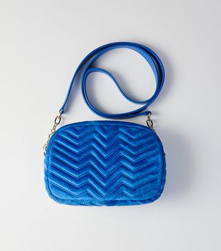 Maje + Quilted Velvet Shoulder Bag