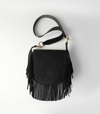 Maje + Leather and Suede Fringe Handbag