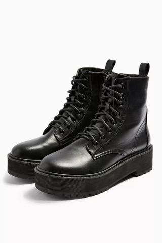 Topshop + CONSIDERED OSLO Vegan Black Chunky Lace Up Boots