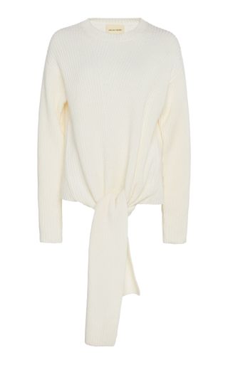 Loulou Studio + Trimelone Tie-Front Rib-Knit Sweater