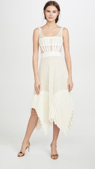 Dion Lee + Vein Lace Pleated Corset Dress