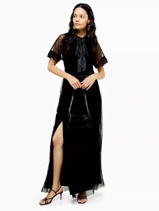 Topshop + Black Layered Maxi Dress by Lace & Beads