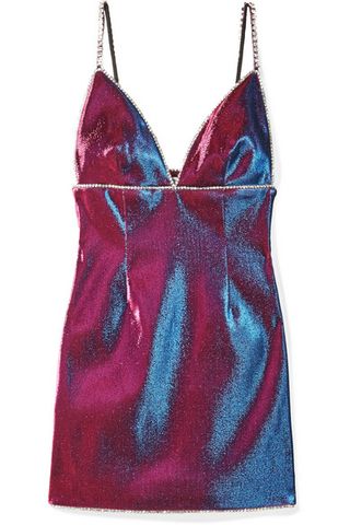 Area + Crystal-Embellished Lurex Mini Dress